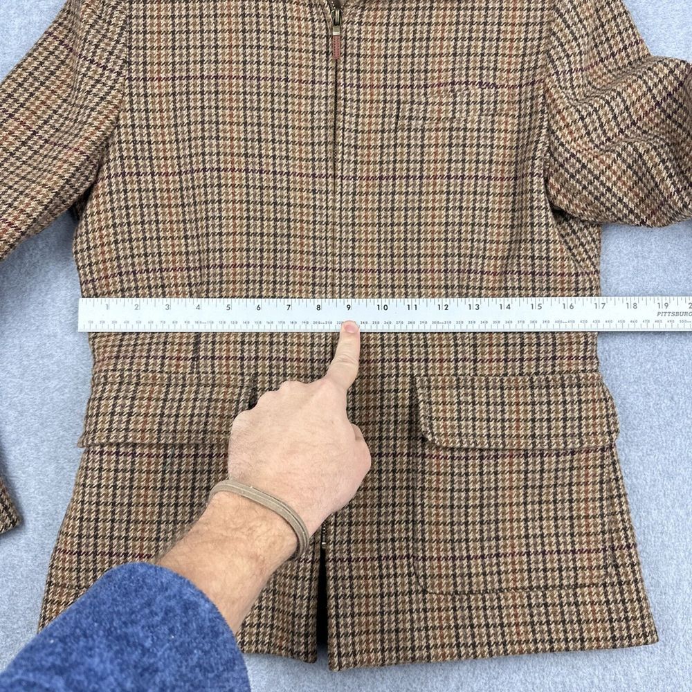 Vintage Lauren Ralph Lauren Blazer Womens 6 Brown Full Zip Houndstooth 100% Wool - Picture 7 of 11